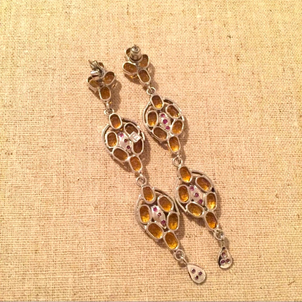 Citrine & Ruby Chandeliers in Sterling Sil… - Picture 3 of 10